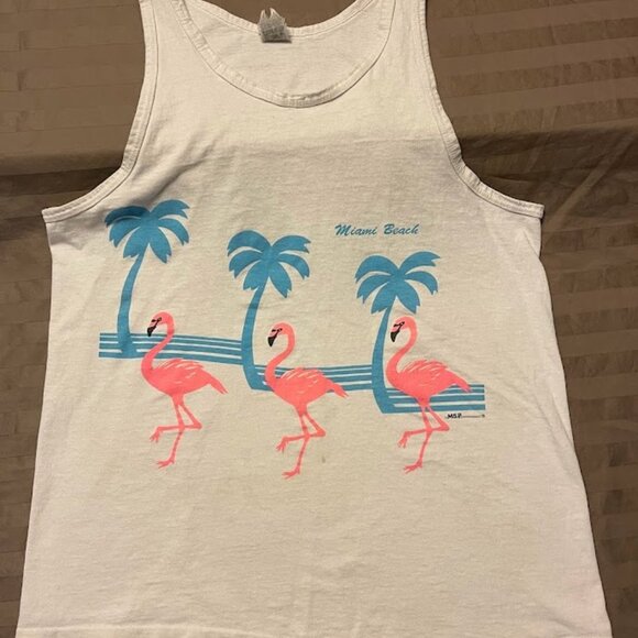 Vintage Flamingo Single Stitch Tank Top - Picture 1 of 8